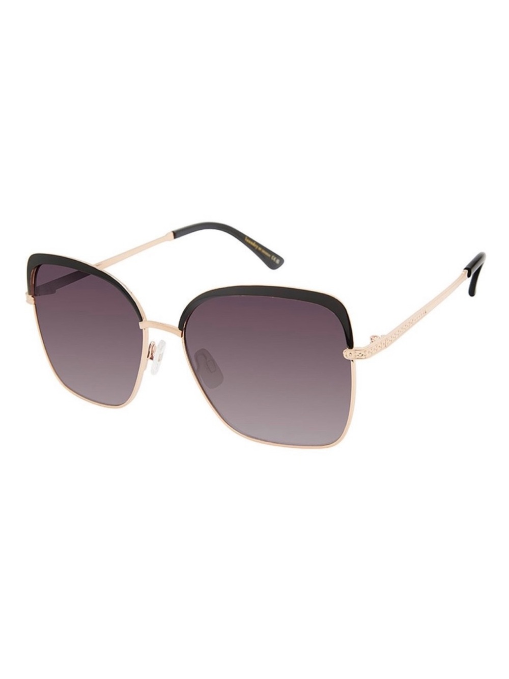 Gold & Black Enamel-Brow Oversized Butterfly UV Sunglasses Laundry by Design